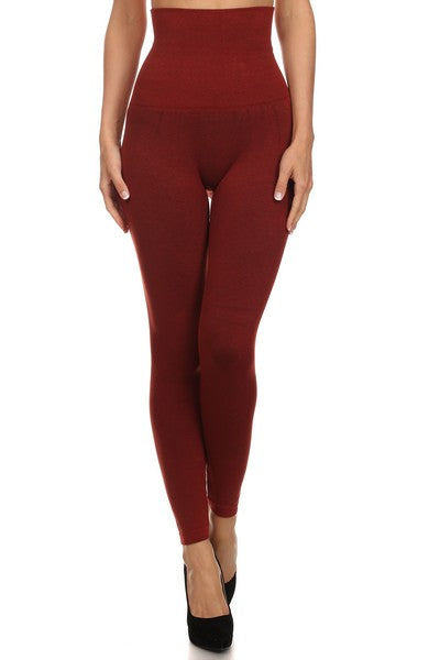 High Waist Compression Leggings with French Terry Lining