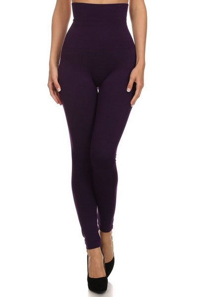 High Waist Compression Leggings with French Terry Lining